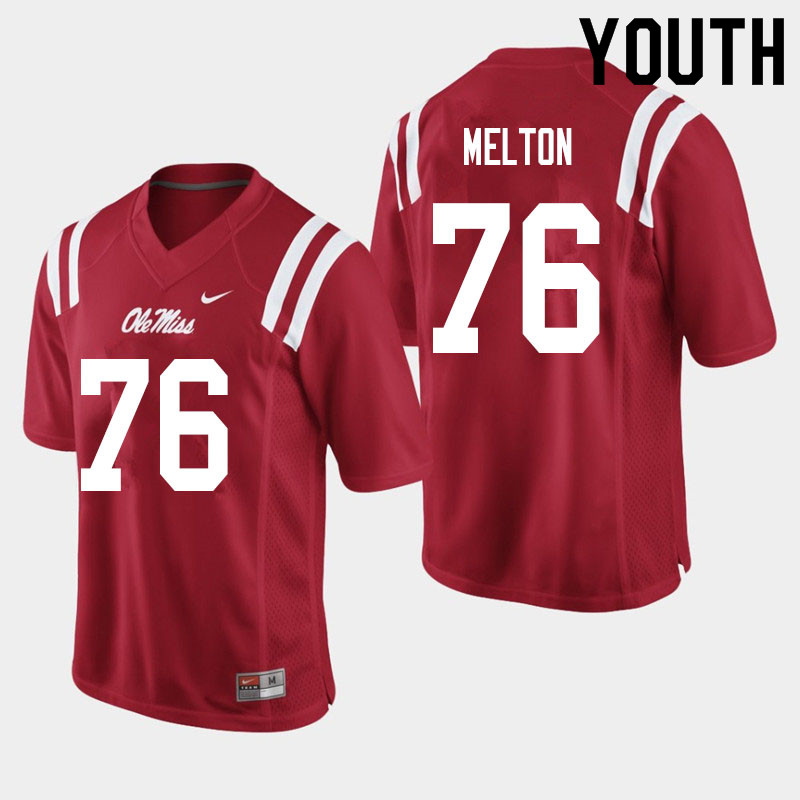 Cedric Melton Ole Miss Rebels NCAA Youth Red #76 Stitched Limited College Football Jersey DAU5558GI